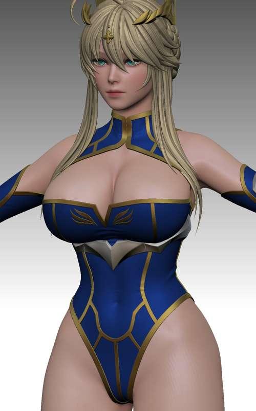 Artoria Lancer WIP 03 - Leotard suit and armors sculpt!