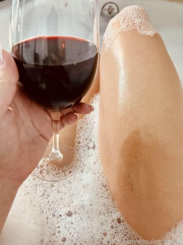 Super stressful week calls for a bubble bath, wine, and a to..