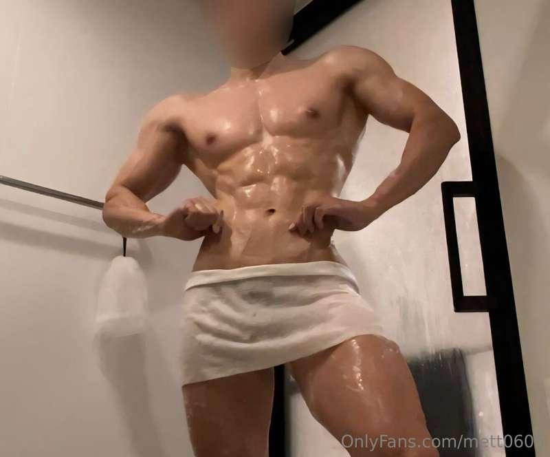 Looking at the front of body in the bathroom.