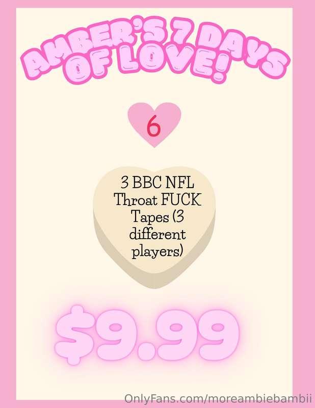 💘💕Amber's 7 Days of Love Day 6!!! 💕💘Tip $9.99 for 3 BBC NFL ..