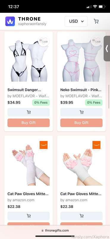 You can spoil me and I can play dress up for you? 😉 Those Moeflavor bathing suits look pretty hot, don’t they? 👀 

If you could buy me something from this list, what would it be? 

Clothing items get you 2 free photos in the item(s), an accessory gets you 1! 🤍 

🔗 https://thronegifts.com/u/xaphoraonfansly