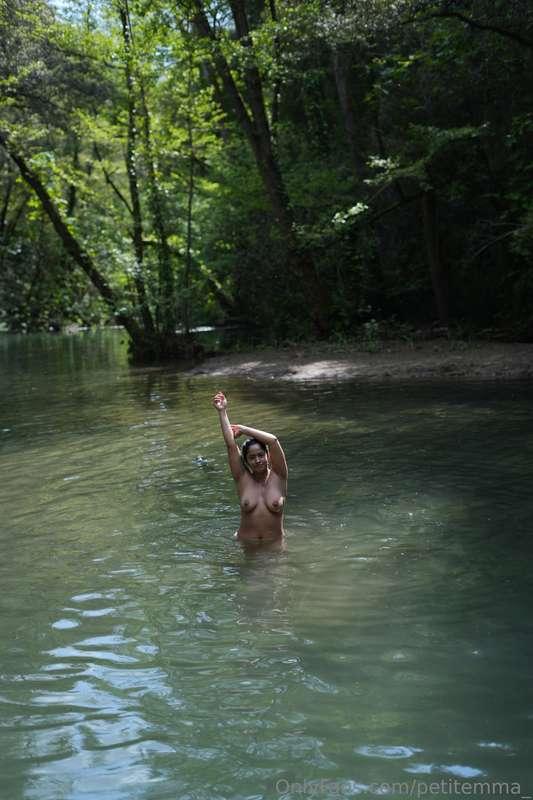 Went to a waterfall and had to get in! The water was so cold..