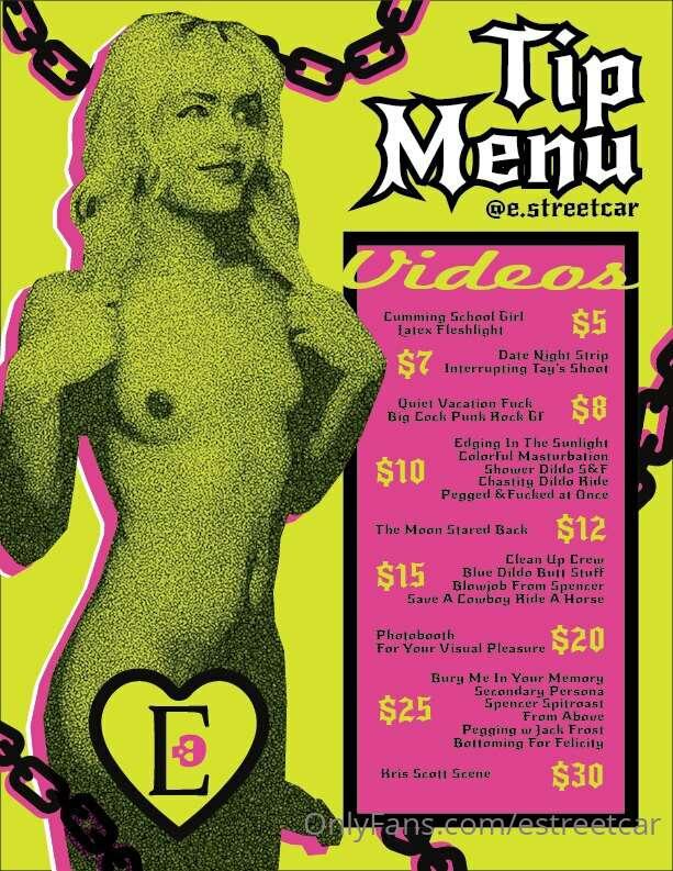 here’s my full tip menu 💕