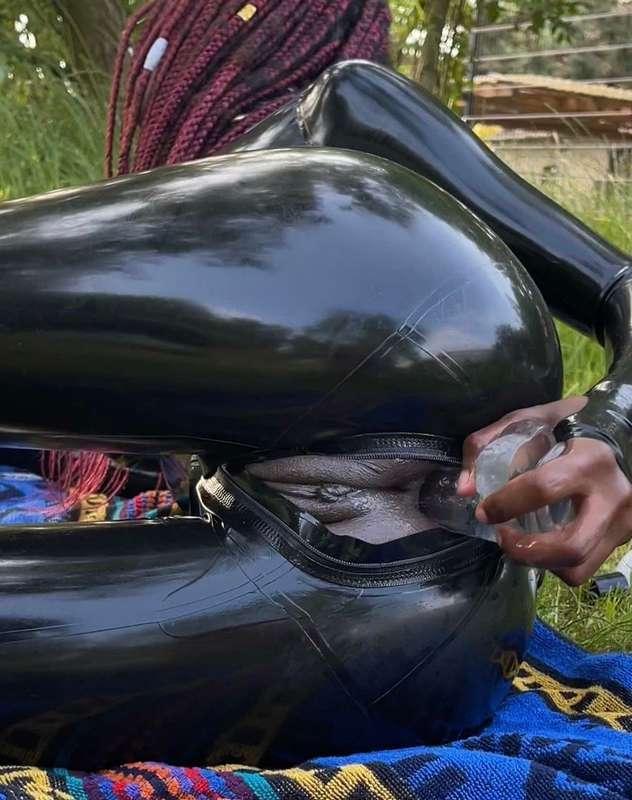 I love the way my pussy looks as it peeks out of my latex suit! It’s getting jealous of my asshole being filled to the max. Would you like to help me out and push your cock into my cunt hole? Do you think you could spurt your warm and thick load hard enough inside to make me feel that glorious batter rushing against the depth of my pussy?🥵💦