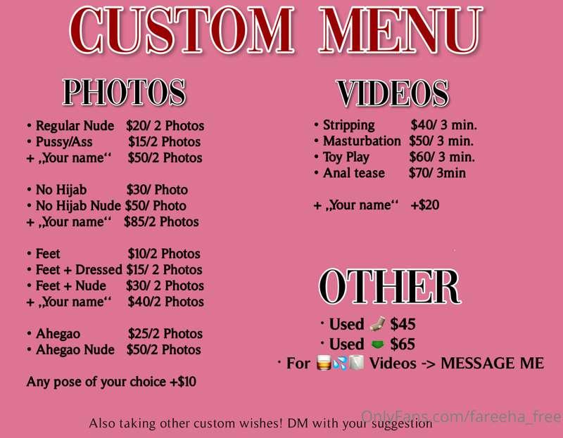 💓 CUSTOM MENU 💓

𝘗𝘓𝘌𝘈𝘚𝘌 𝘙𝘌𝘈𝘋

𝐇𝐎𝐖 𝐓𝐎 𝐎𝐑𝐃𝐄𝐑:
- Tip me and tel..