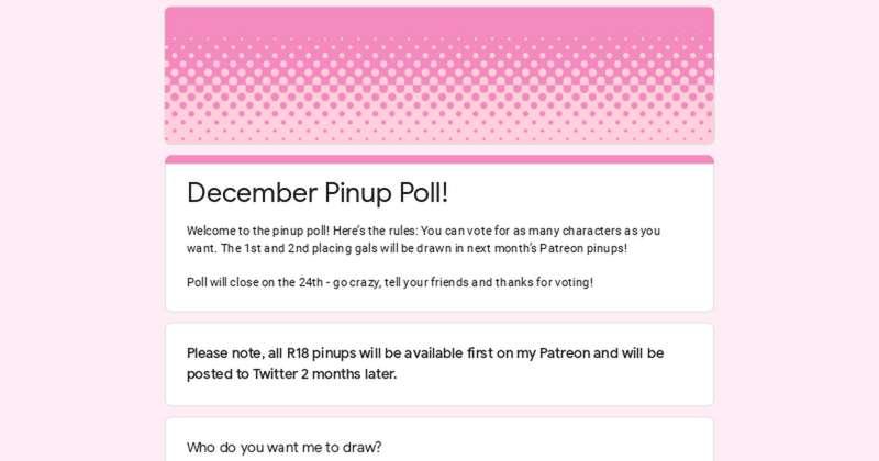 December Pinup Poll! (+ content update!)