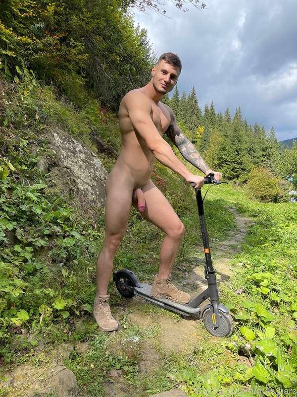 We can ride this scooter together 🛴 Do you want to stand beh..