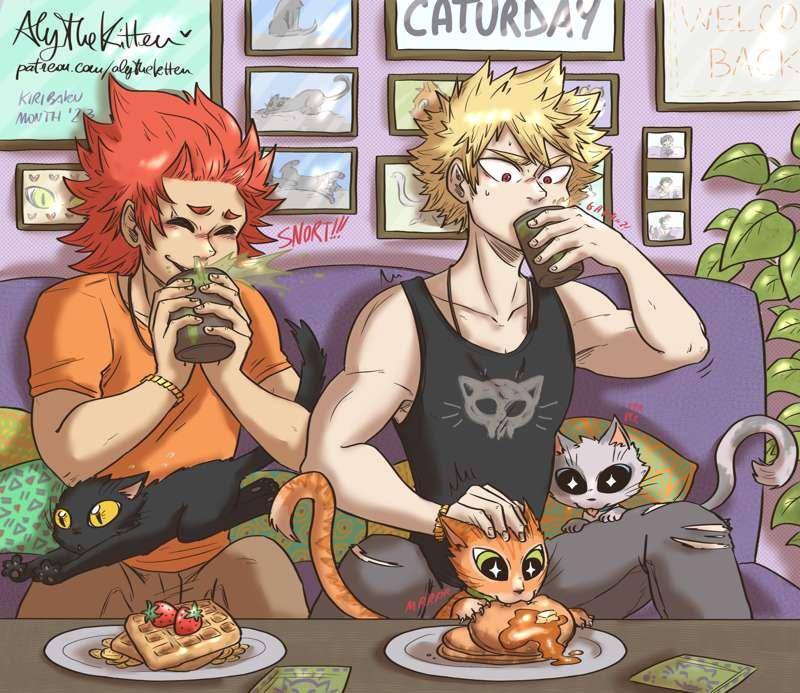 KiriBaku Month Day17_FreeDay Cat Cafè date