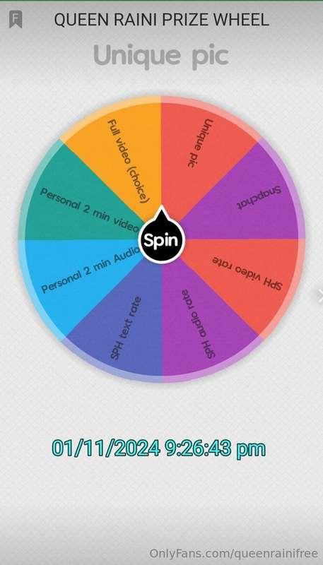 Feeling lucky? Wanna spin the prize wheel?$15 a spinAll spin..