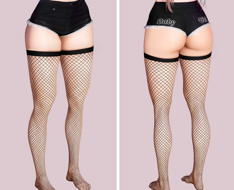 Mesh Thigh-Highs - Black