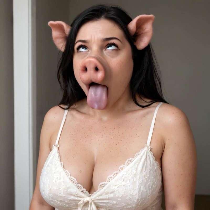 [Video] Girl Grows Pig Snout During Ahegao 