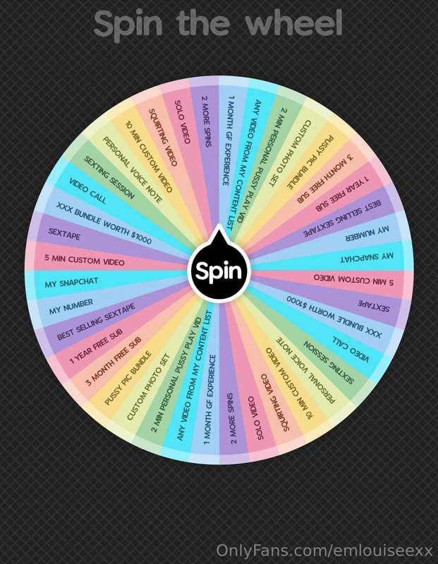 **SPIN THE WHEEL**🎰😈🥰

Som absolutely huge prizes to be won ..