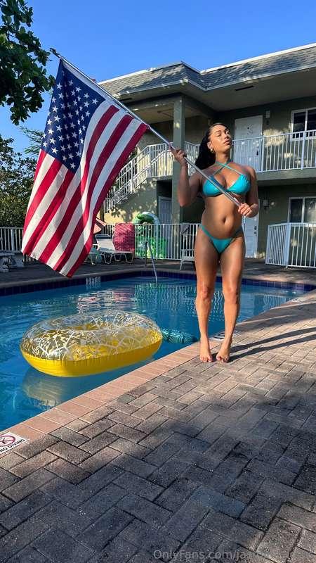 Sexy bikini, American pride, and I'm about to make you salut..