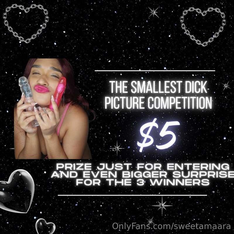 ***𝐒𝐌𝐀𝐋𝐋 𝐃𝐈𝐂𝐊 𝐏𝐈𝐂 𝐂𝐎𝐌𝐏𝐄𝐓𝐈𝐓𝐈𝐎N*** 🍆💦💦
ONLY $5 ENTRY

I’ll be ..