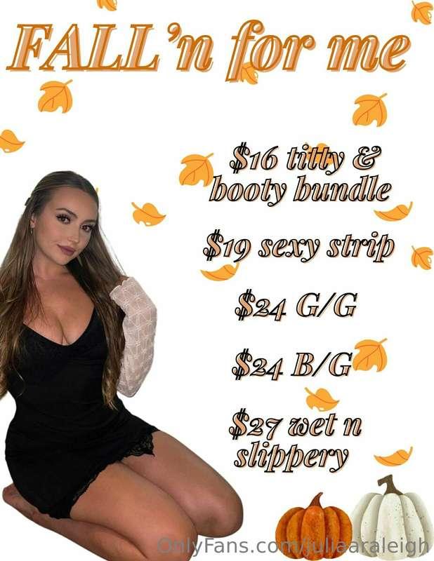 FALL for me and all my BRAND NEW content🧡

$16 titty and boo..