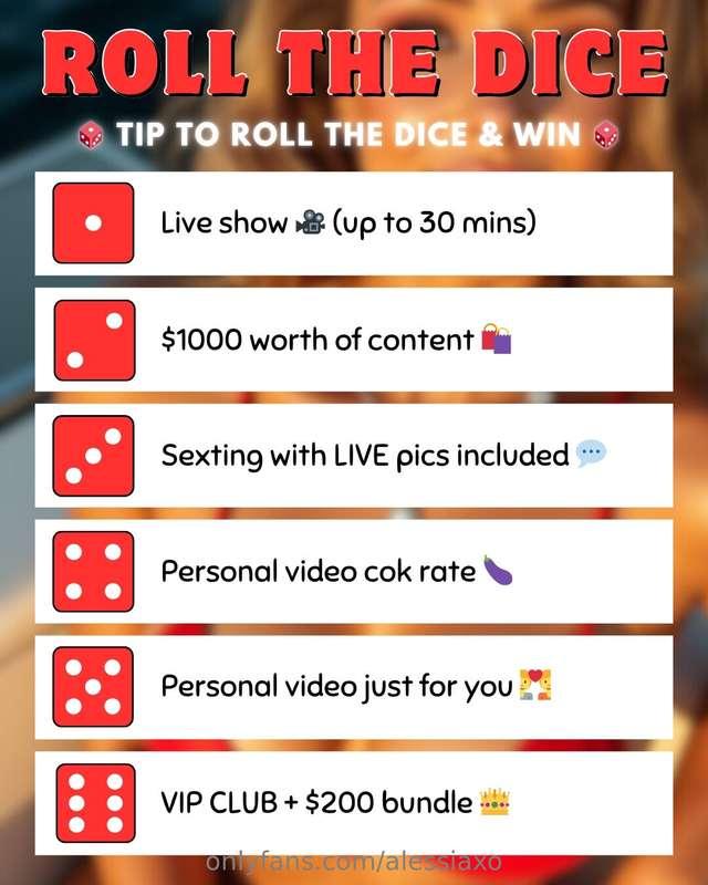 𝗥𝗢𝗟𝗟 𝗧𝗛𝗘 𝗗𝗜𝗖𝗘 🎲Feeling lucky, baby? 😈 Let’s play a little ga..