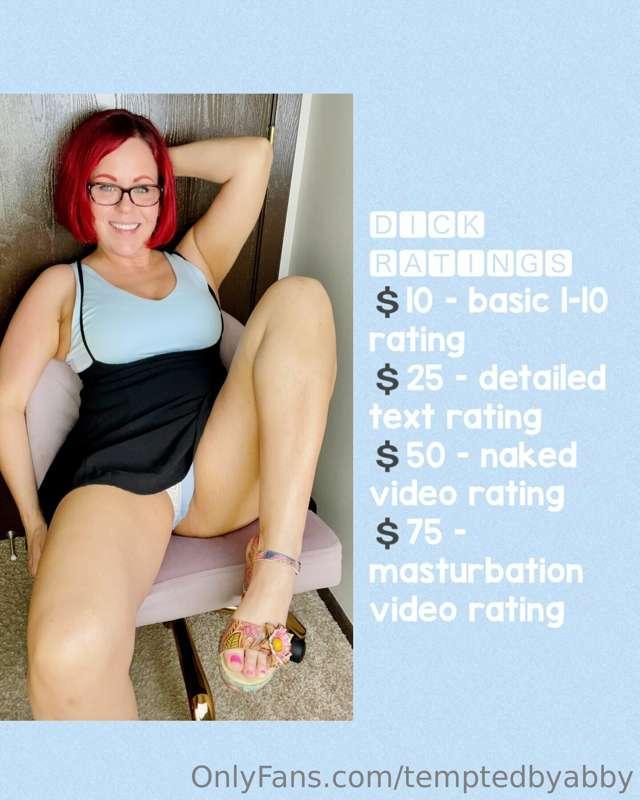 🅳🅸🅲🅺 🆁🅰🆃🅸🅽🅶🆂 
💲10 - basic 1-10 rating
💲25 - detailed text ra..