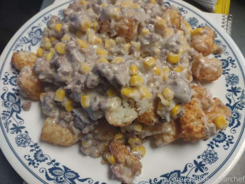 Just made one of my favorite meals tater tot hotdish a Minne..