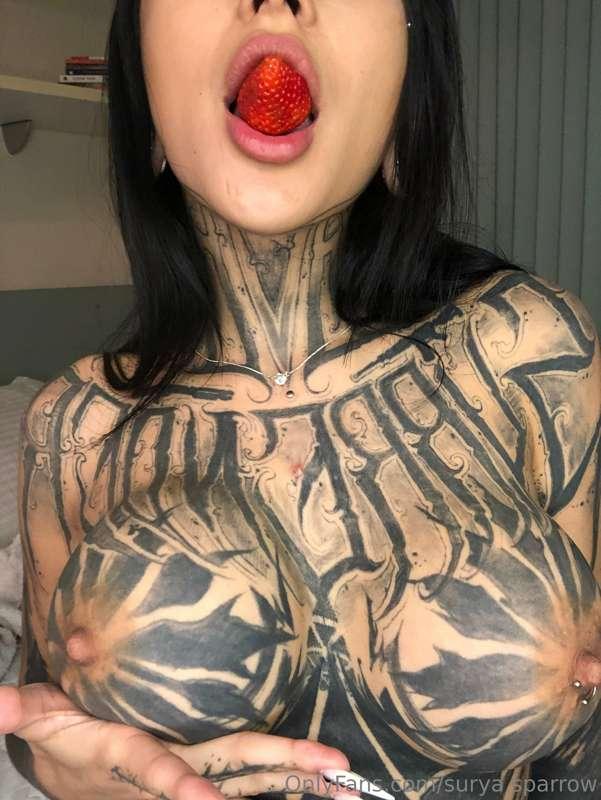 Will you want the juicy red strawberry or titfuck me until y..