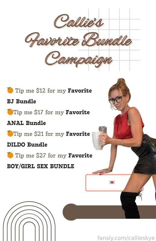 Top sex scenes, most-watched anal plays, top-selling dildo bundle, or my favorite blow job bundle... which one do you want to pick? 🥂🎁

Check out my favorite campaign: https://fansly.com/post/525201511106486272