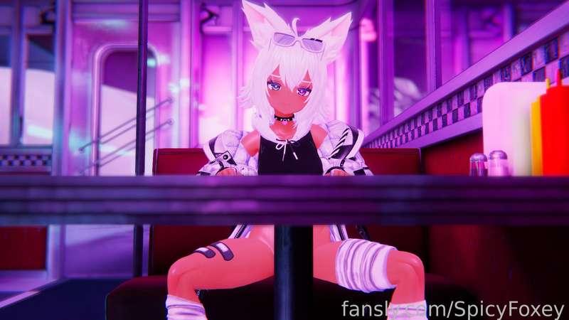 You're on your first date with me, I wonder what will happen~? Maybe we can have a bit of sneaky fun~

Thanks to @Rooknew for helping me~

#pov #date #undertable #blowjob #erp #vr #foxgirl #rindo #darkskin #tan #tits #boobs #diner #footjob