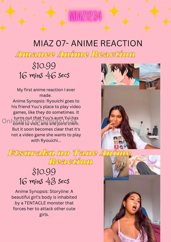 Here’s my ANIME REACTION menu 💗💗