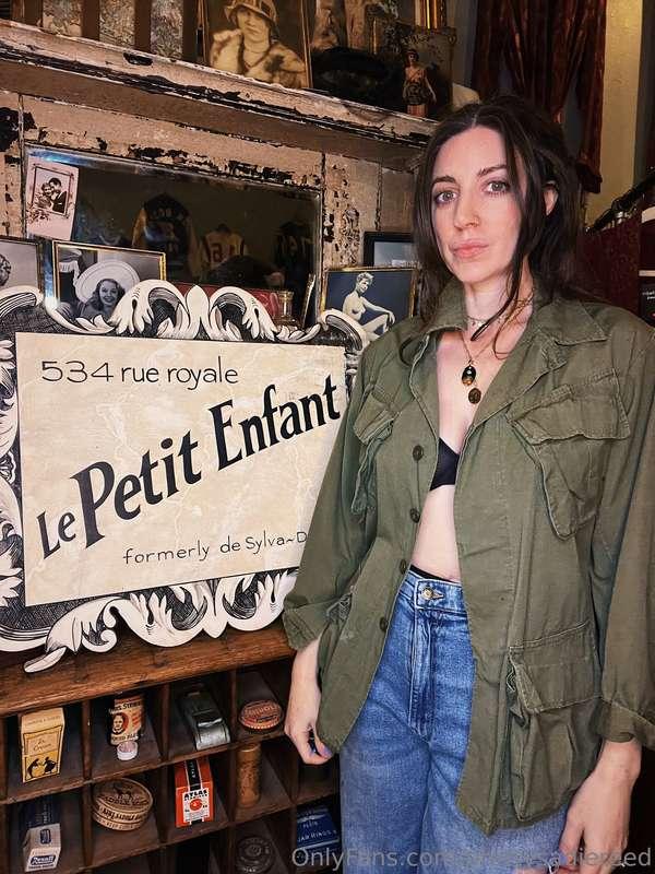 Wearing a piece of military history while standing in front ..