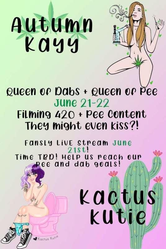 💦🍁 i’m making 420 + pee content with @autumnkayy!!! 🍁💦
JUNE 21 + 22

we’ll be going LIVE on fansly together on june 21st! time TBD, probably in the afternoon PST! 💕 send tips for  smoking, desperation, kissing, and more! 🥵

read each graphic to get discounts on our videos, panties, and more!!!

TIP ON THIS POST:
$20 | preorder 2 videos
$30 | 1 month of each of our premium snapchats!
$33 | naked 420 dab just for YOU!
$45 | preorder 2 videos + 1 month of our premium snapchats!
