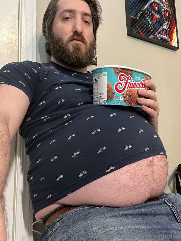 Just chugging melted ice cream in clothes that I’ve grown ou..