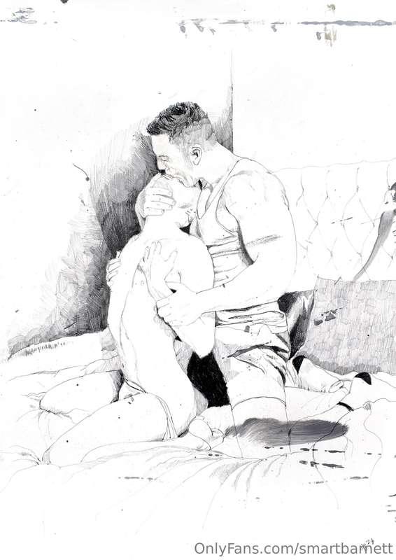 Some Other Lovers-Pencil on paint stained A2 cartridge paper..