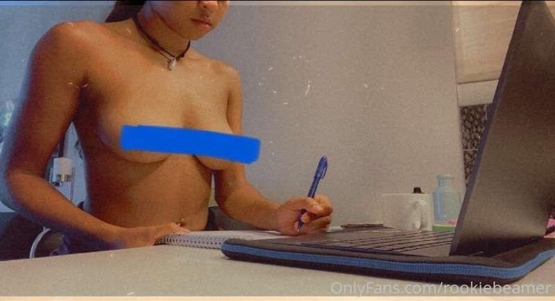 Studying Topless  >>>
