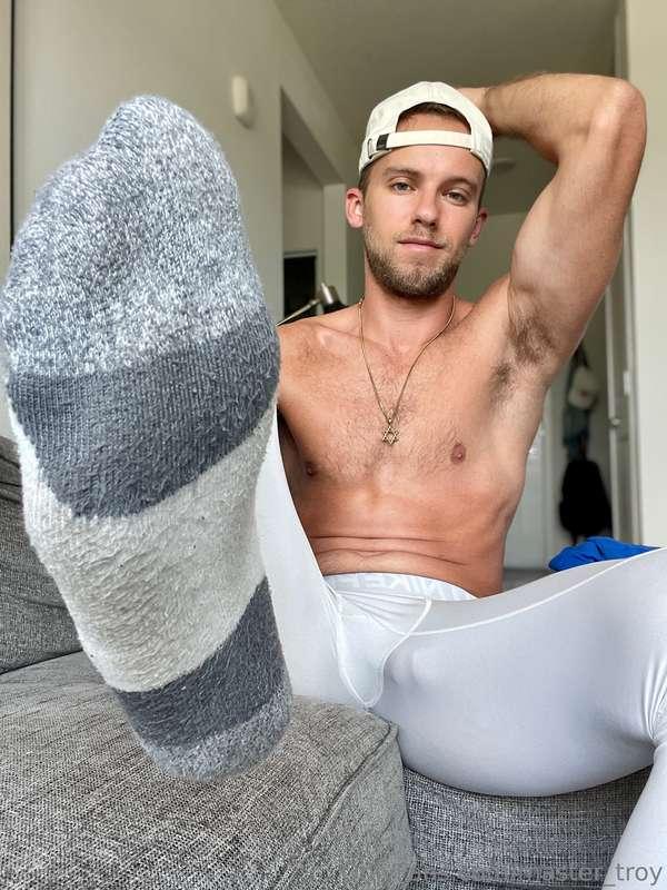Sniff my dirty socks piggy. They are so smelly after my work..