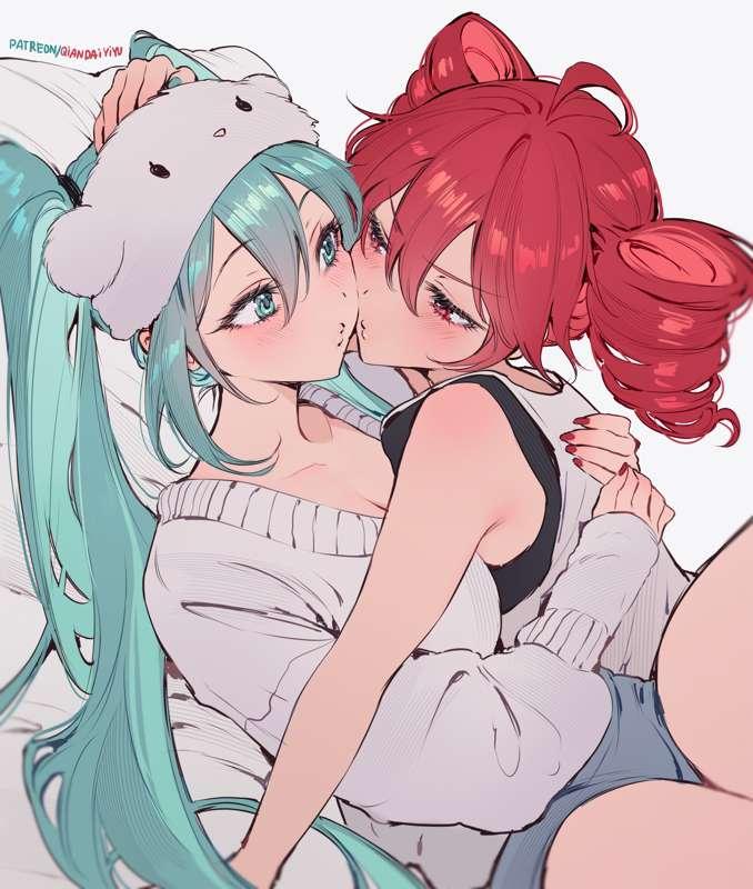 Miku Teto sleepover (High Quality/Sketch)