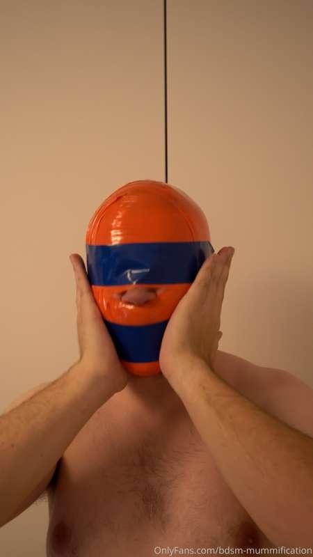 Tight red wrap and blue duct tape to remove my sight and bei..