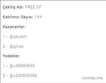 ✨ÇEKİLİŞ SONUCU✨
Ağustos ayı çekilişini kazanan @zeusch ve @..