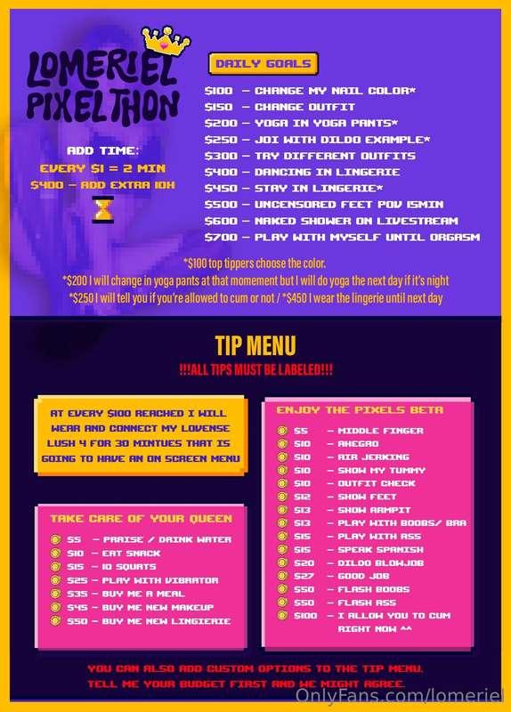 The TIP MENU for the Pixelthon. If something is not clear, f..