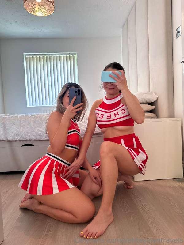 Two little cheerleaders waiting for you