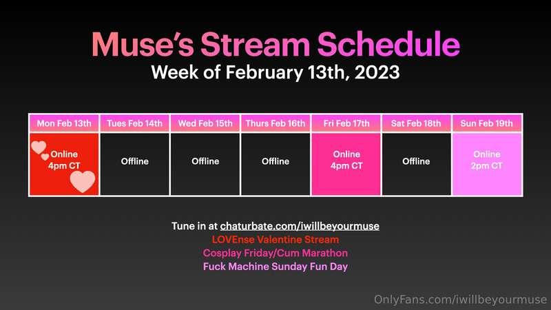 This week's stream schedule is updated! I took tomorrow off ..