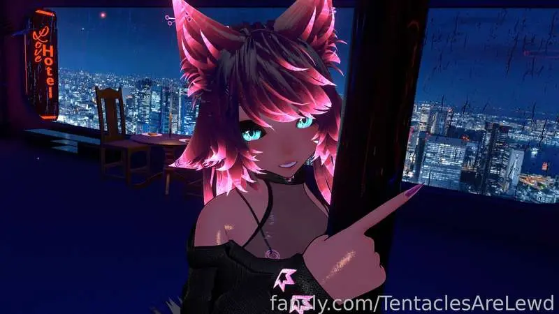 Sorry for the scuff this weekend!! Here's a little VR set I did with my SinDragosa model. I take you back to my hotel room for a little bit of teasing fun. I love being a little flirt and showing off my pussy and ass for you. What are you going to do to me for being such a bad girl :3

#vtuber #lewdtuber #vrchat #anime #lewd #ass #pussy #boobs #kemonomimi #brat #tease #subby #switch #sexy #erp #hentai