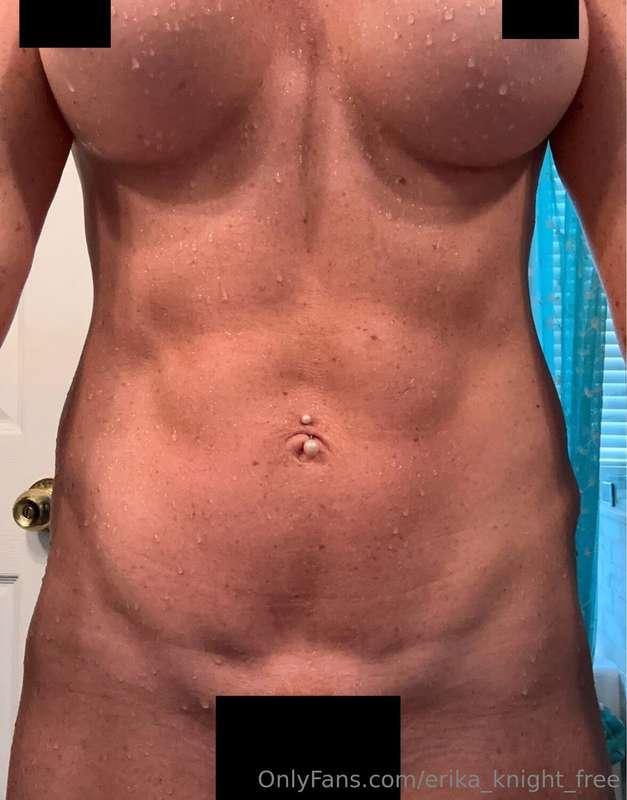 Nude frontal with tibties, abs and red bush 😽 close up and d..