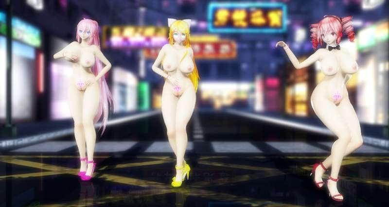 FullHD 【MMD R-18】 梅とら SCREAM - Rin, Teto, Luka (Nude Ver)