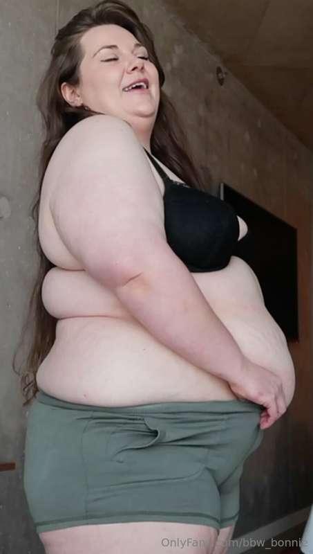 This FAT pig was desperately trying to pull up these tight s..