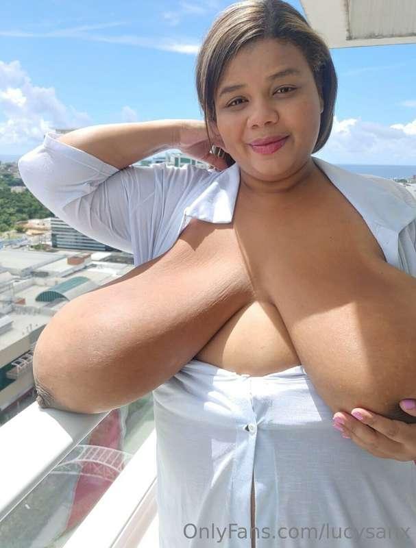 Boobs getting some sun on veranda😚😚😚