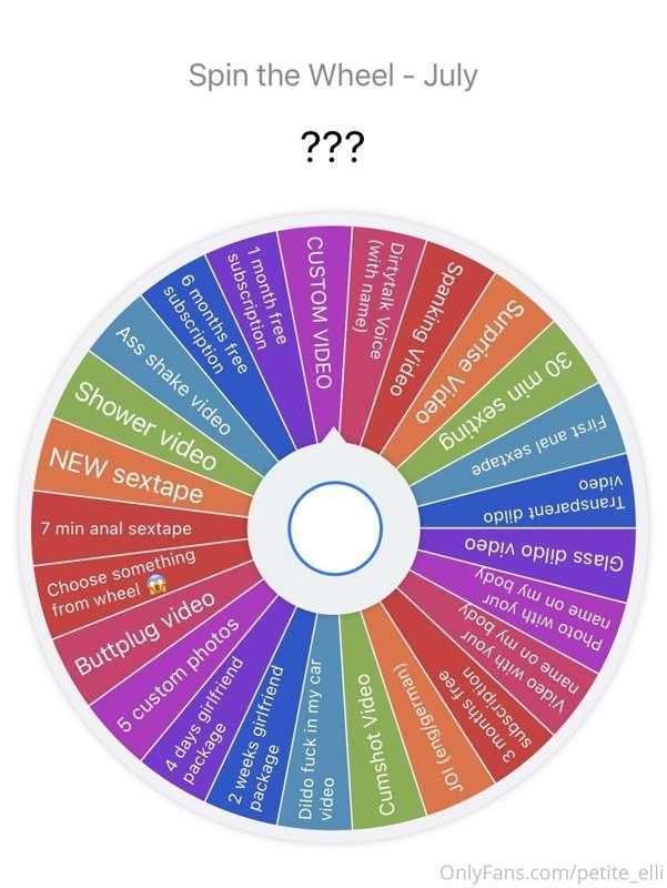 JULY - Spin the Wheel 😱 
One Spin - 15$
3 spins - 35$ 

Neue..