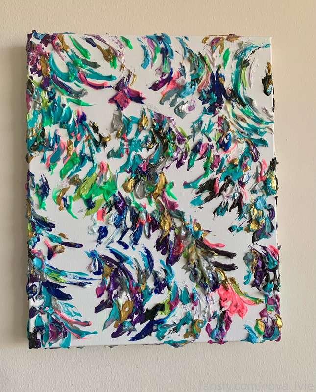 this is an energy portrait my friend painted for me ✨ it’s really fun cause I can flip it in any direction! right now, I technically have it “upside down” since it’s the energy that feels right to me at this moment 

when I meditate and look at it, I get visions and downloads from the universe ✨ 

do you see anything in my energy portrait? 💫

#fyp #novaivie #painting #paint #art #meditate #meditation #vision #visions #divine #divination #magic #magick #universe #trippy #psychedelic 