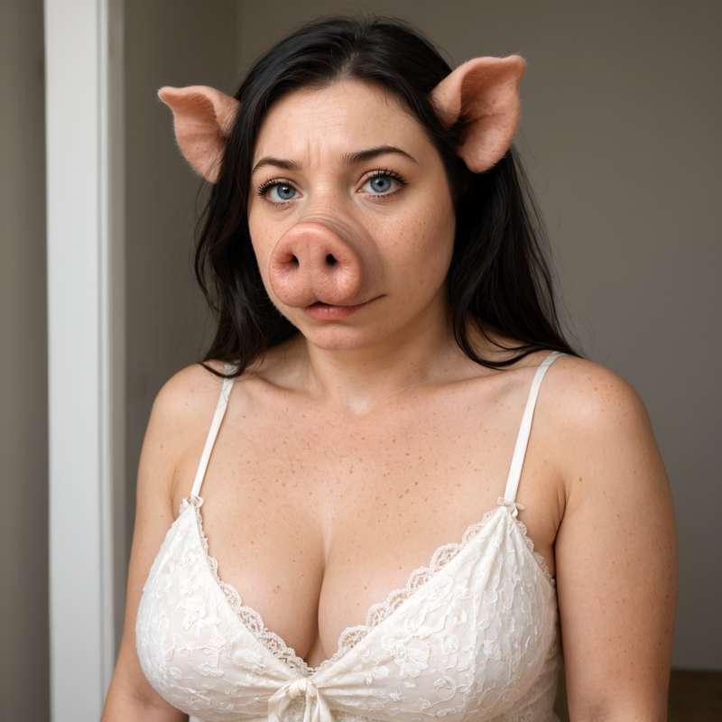 [2x] Busty Pig Girls With Black Hair
