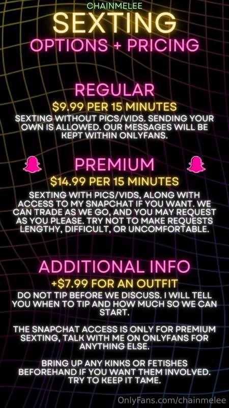 Sexting is now available!

Message me if you have questions...