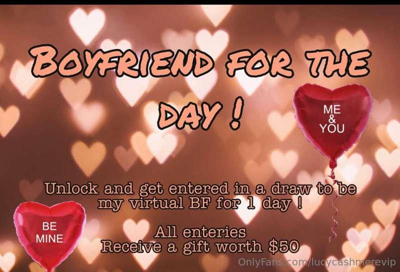 Boyfriend for the day raffle 

$5 ticket

Prizes - live pics..