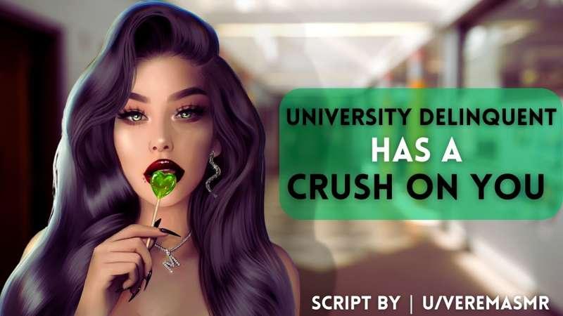 ASMR Roleplay | University Delinquent Has A Crush On You [F4A] [Confession] [Kiss]