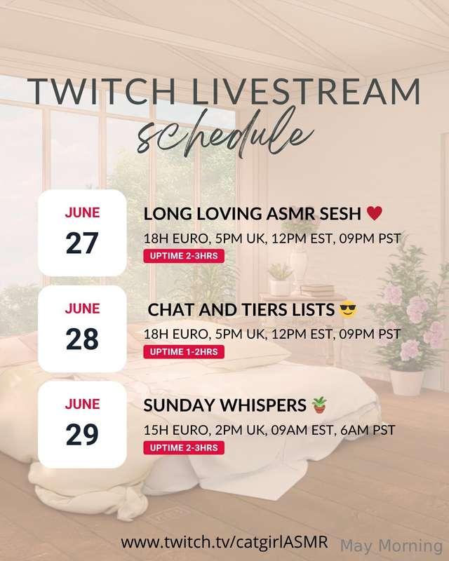 This week’s stream schedule! Join me for relaxing sensual as..